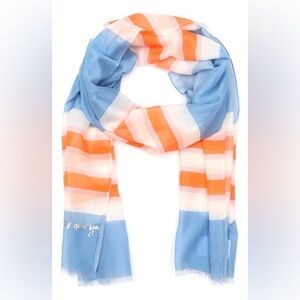 NWT KATE SPADE Springtime Stripe‎ Oblong Scarf Wrap, Orange White Blue, $78